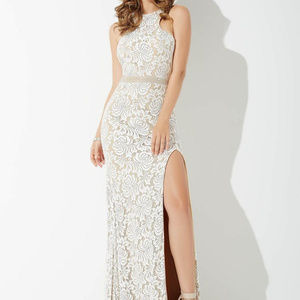Jovani White Lace Dress with Stones JP35131 ..